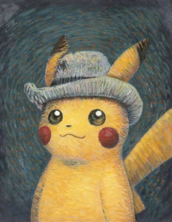 Pikachu inspired by Van Gogh's Self-Portrait with Grey Felt Hat
